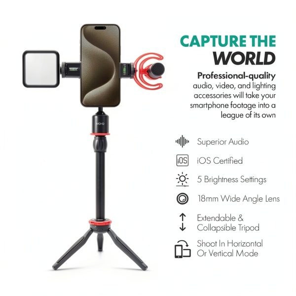 Movo iVlog1 Smartphone Video Kit with Microphone and LED-1