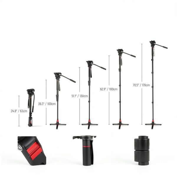 Neewer Camera Monopod with Feet Aluminum Telescopic Fluid-4