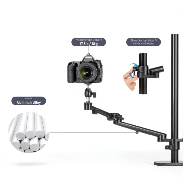 Neewer Overhead Camera Stand Desk Mount Rig 4 Boom Arms-5