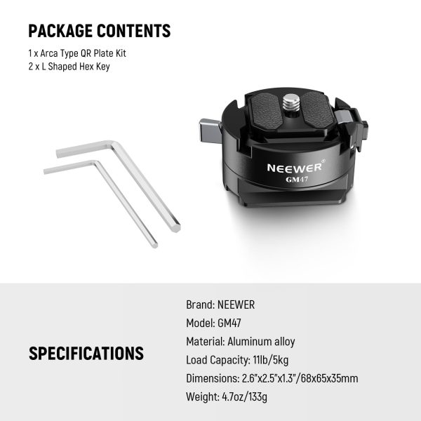 Neewer GM47 Quick Release Plate Kit Compatible with DJI RS 4-7
