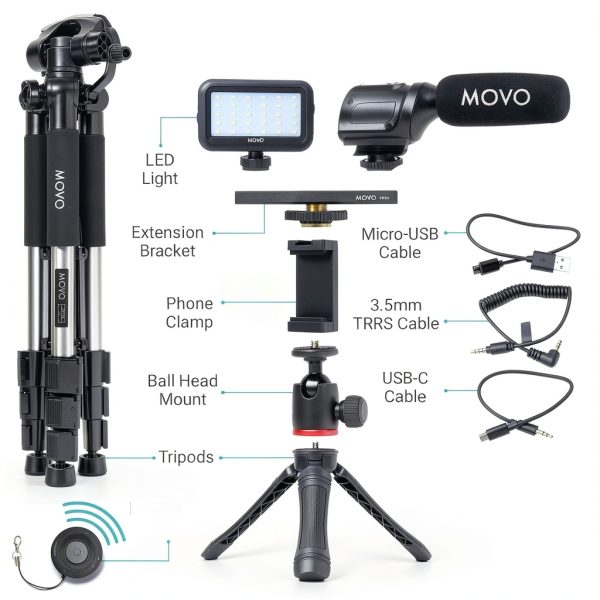 Movo iPhone 15 Vlogging Kit with Microphone LED Light-1