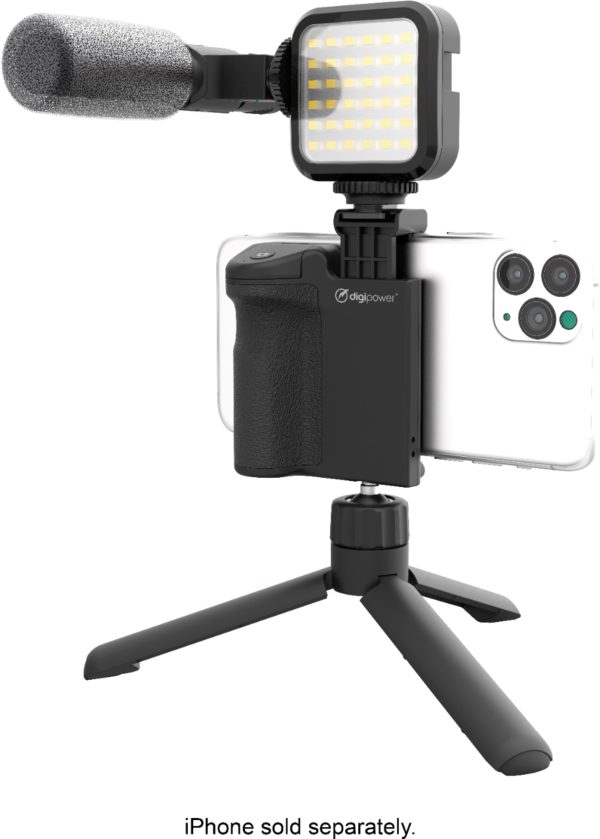 Digipower Vlogging Kit LED Light Microphone Tripod Remote-1