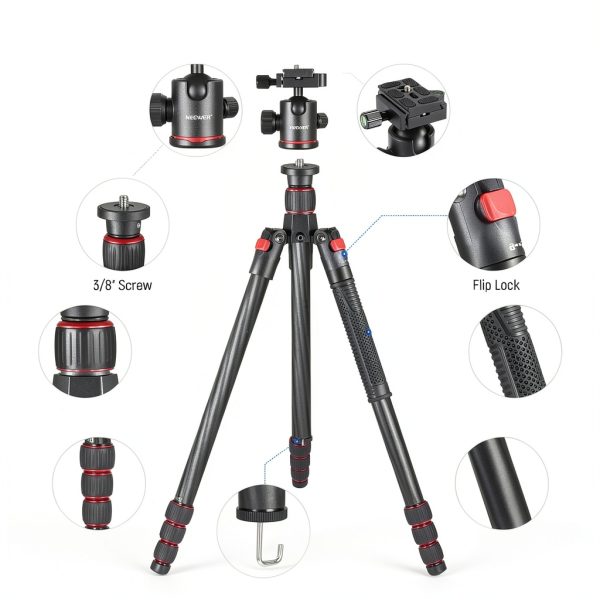 NEEWER Carbon Fiber Tripod Monopod DSLR Camera Ball Head-9