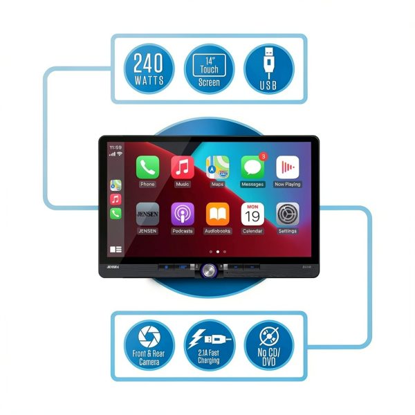 Jensen J5CA14 Car Stereo Wireless CarPlay Android Auto-1