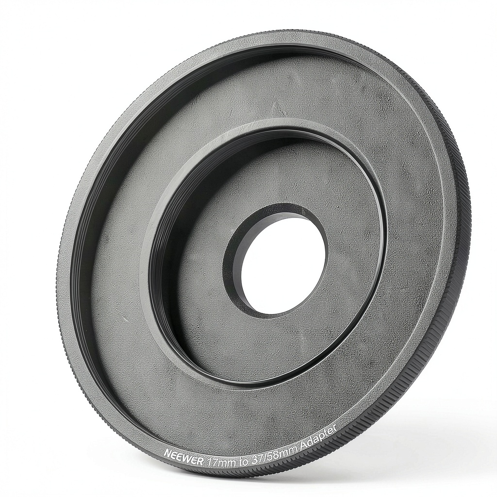 Neewer 17mm to 37mm adapter mounted on an iPhone phone cage