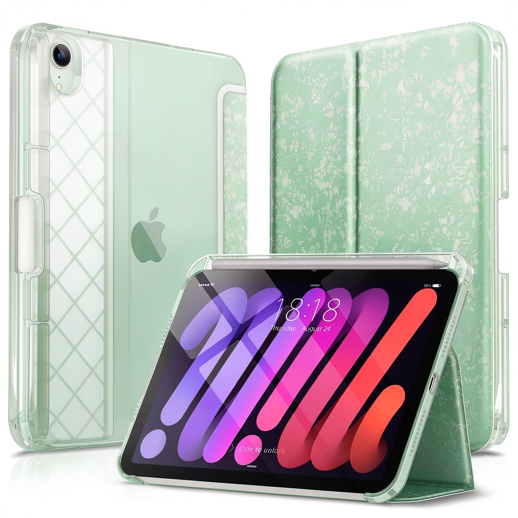 DTTO iPad Mini case showing crystal texture and magnetic cover