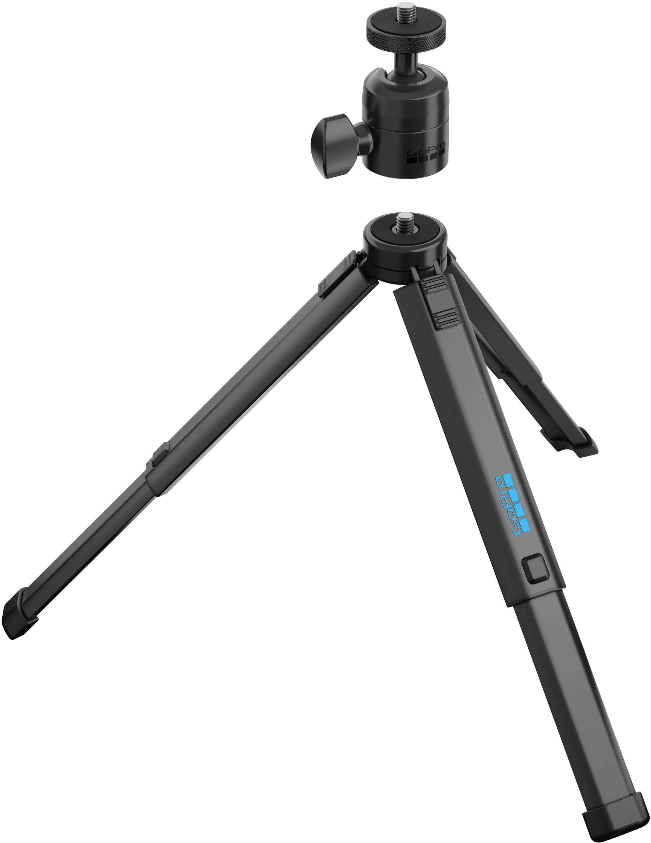 'GoPro Tripod + Ball Head set up on a rocky trail'