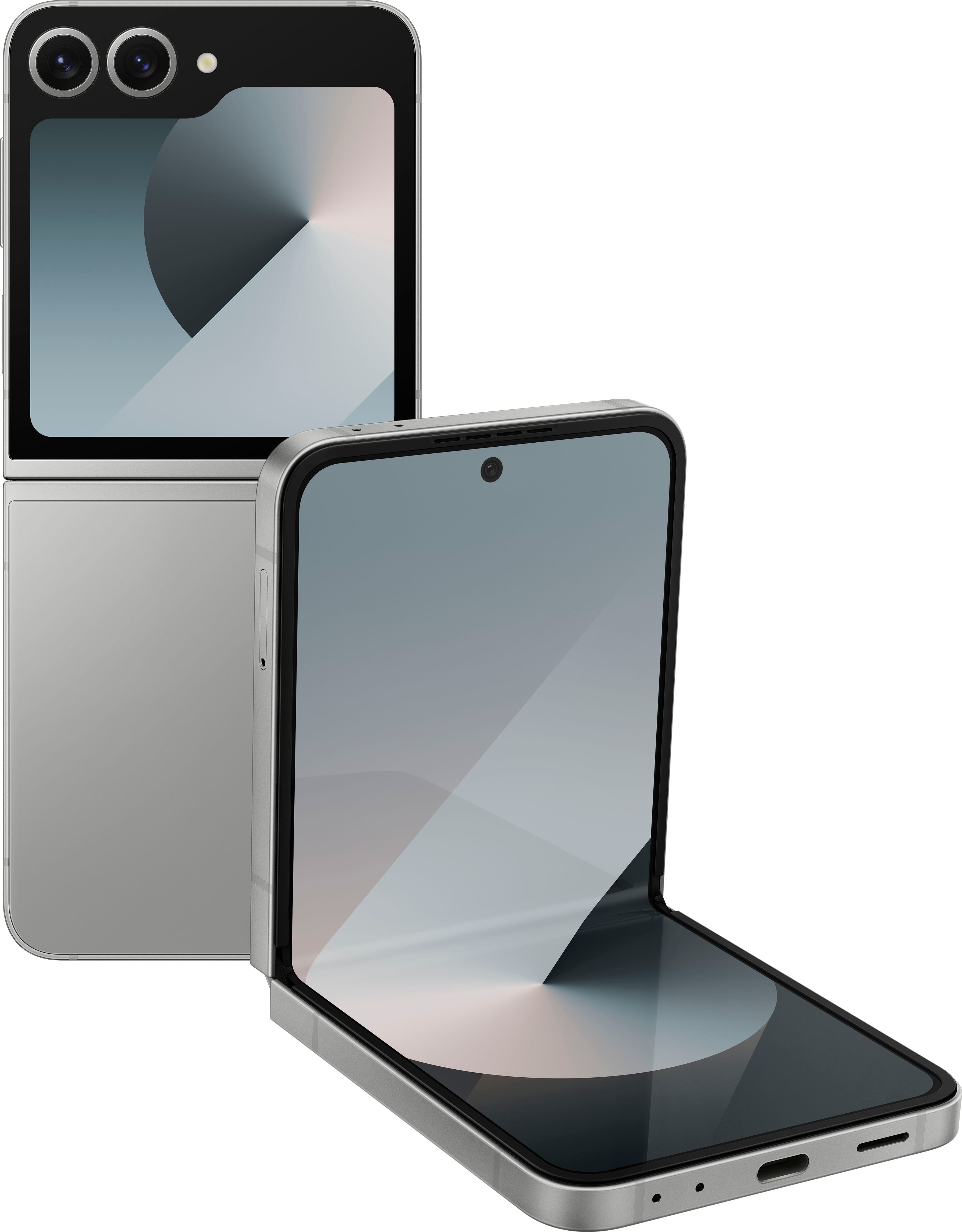 Samsung Galaxy Z Flip6 folded and unfolded on a table
