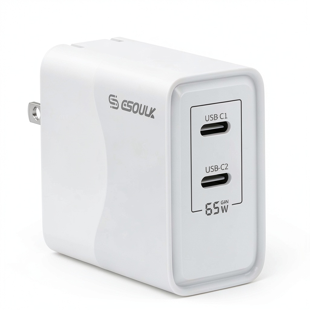 Esoulk 65W Dual USB-C Wall Charger in use with multiple devices