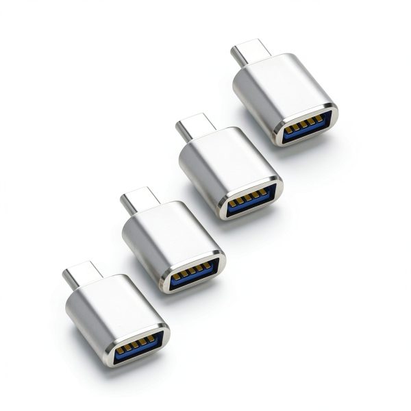 USB A to USB C Adapter 4PCS OTG Type C Converter Compatible-1