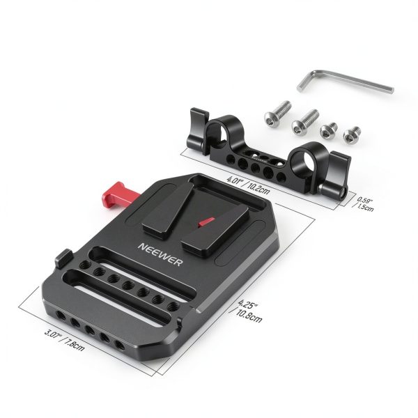 Neewer V Mount Battery Plate Dual Rod Clamps Camera Rig-6