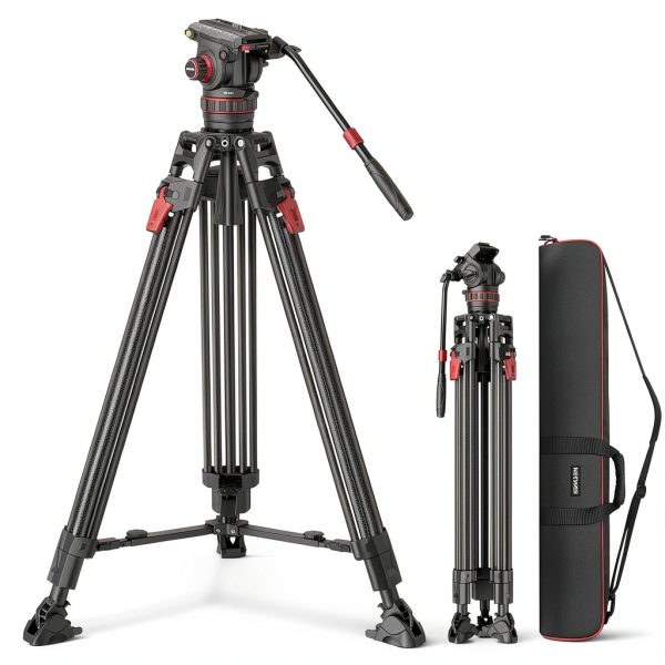 Neewer Carbon Fiber Tripod Fluid Head Quick Release DSLR-0