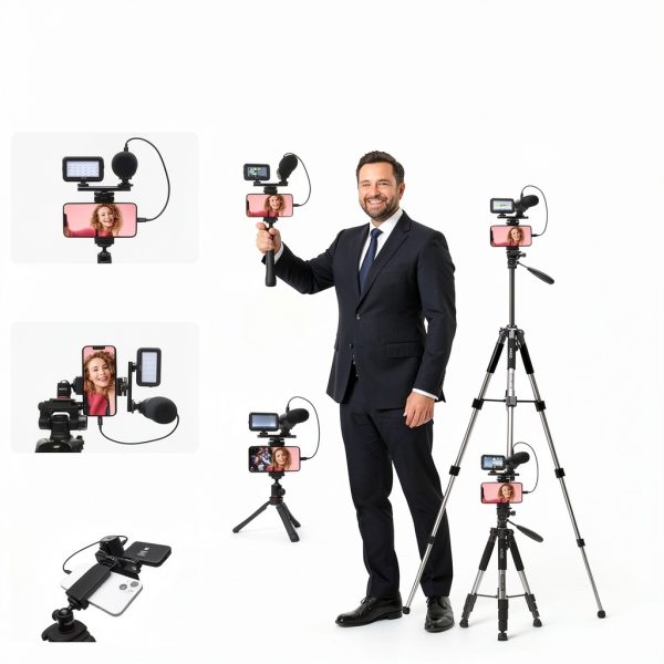 Movo iPhone 15 Vlogging Kit with Microphone LED Light-3