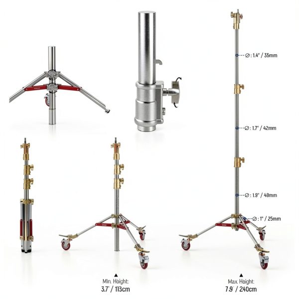 Neewer Heavy Duty Stainless Steel Light Stand with Casters-2