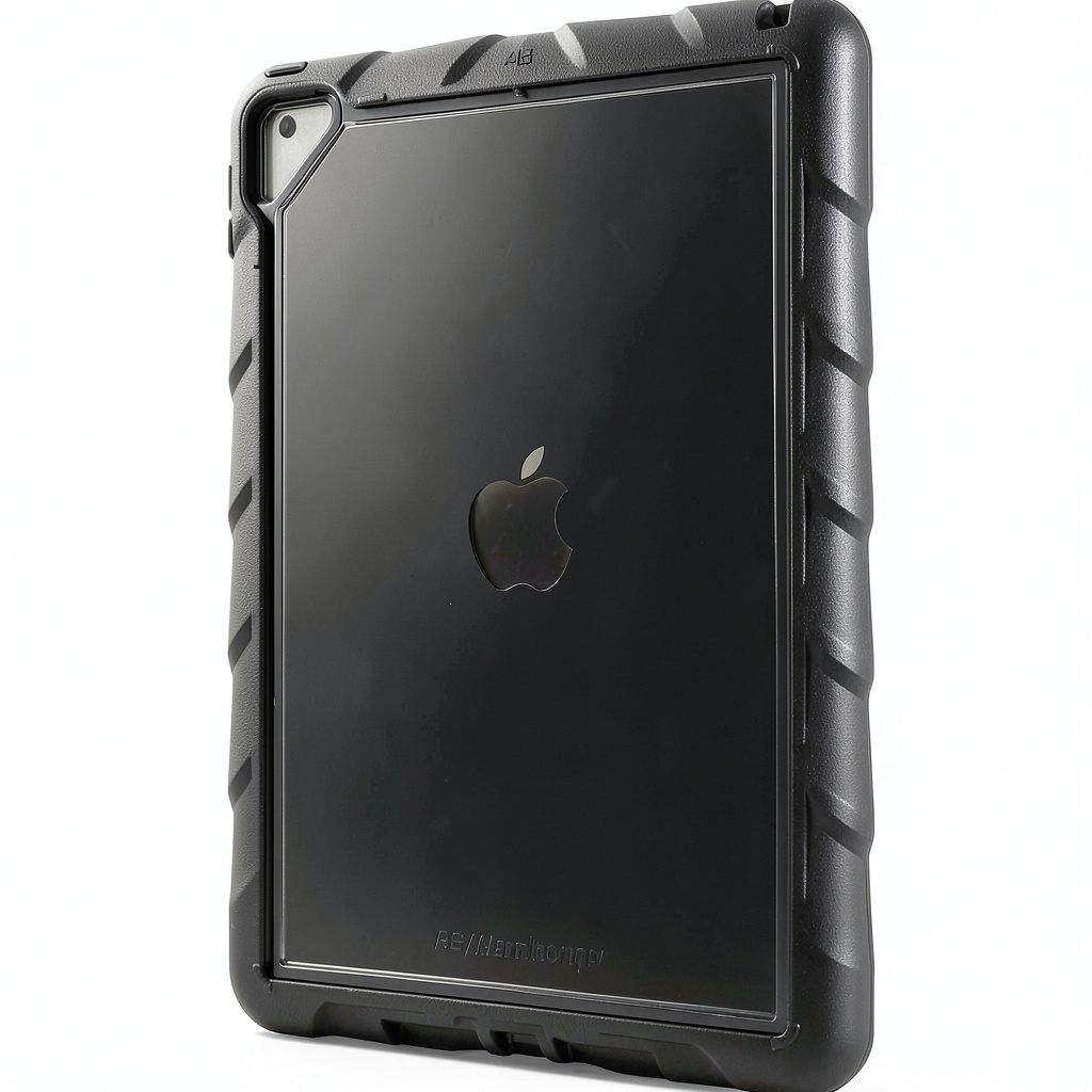 DropTech Clear iPad case showing front and back views with rubberized edges
