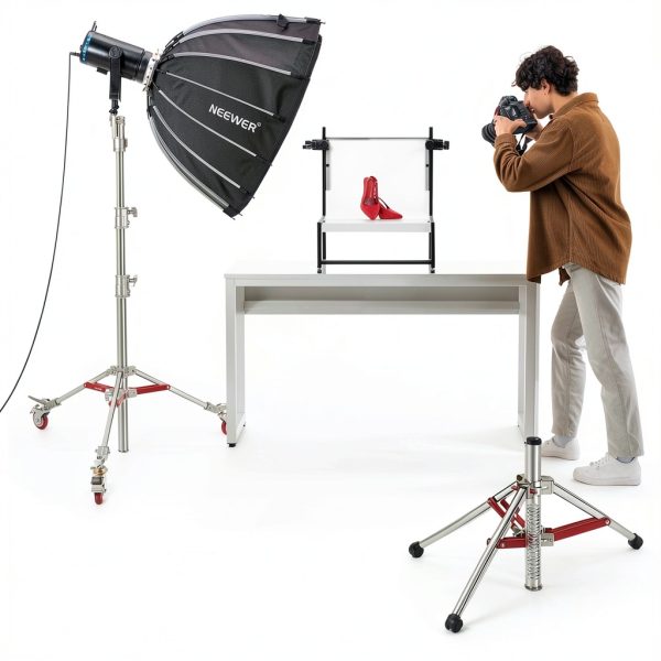 Neewer Heavy Duty Stainless Steel Light Stand with Casters-3