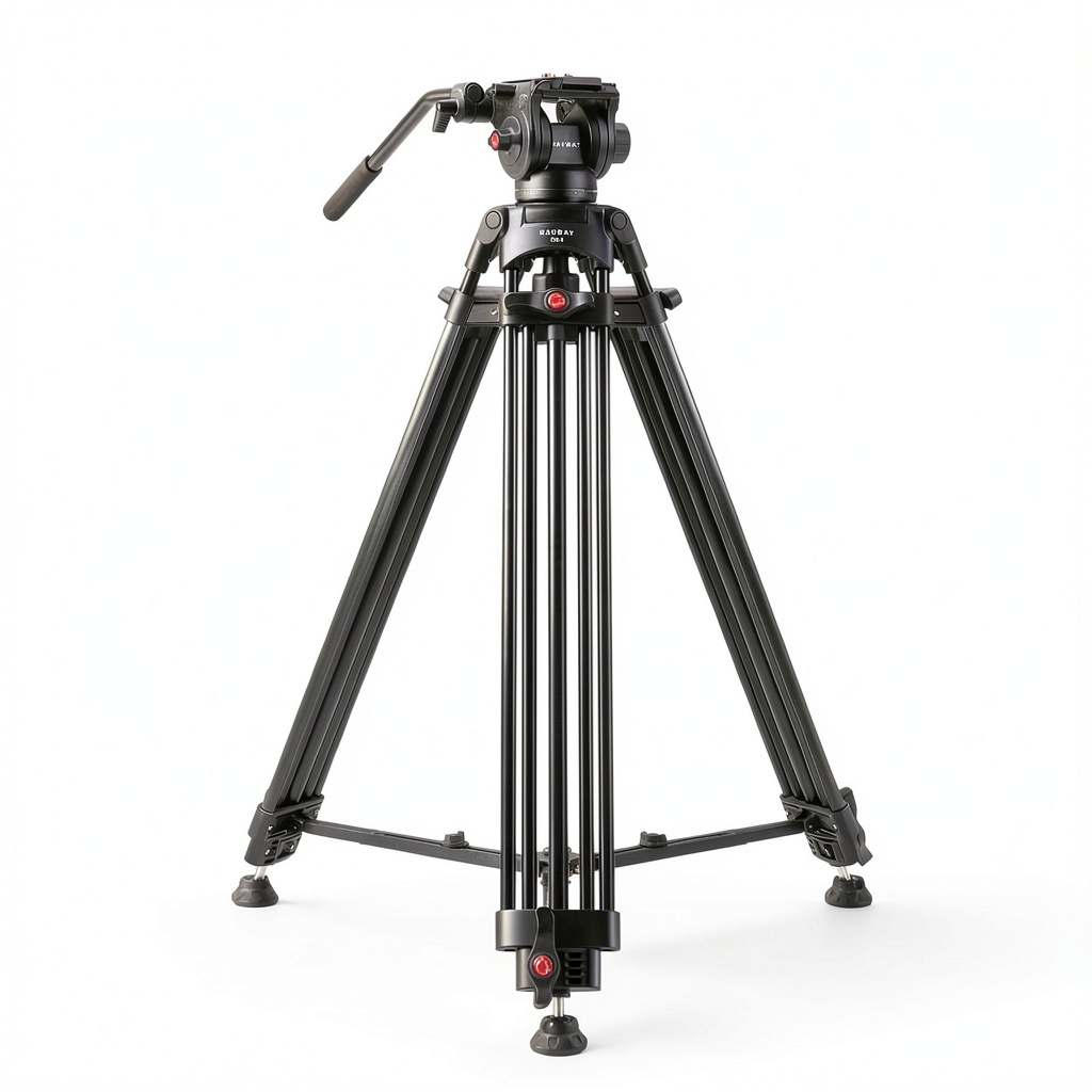Installing RAUBAY DV-1 Pro Fluid Head Tripod Aluminum DSLR Camcorder on a wooden desk