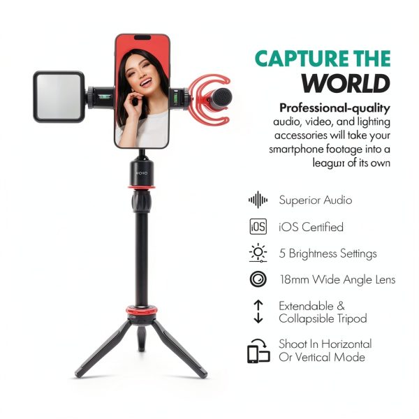 Movo iVlog1 Smartphone Video Kit with Microphone and LED-1