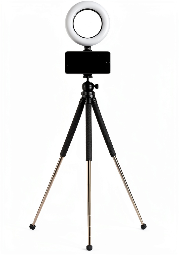 Sunpak vlogging kit setup with smartphone and ring light
