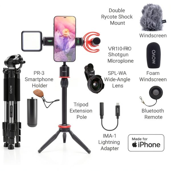 Movo iVlog1 Smartphone Video Kit with Microphone and LED-1