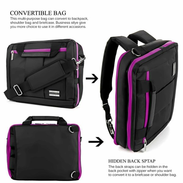 Purple Tablet Bag Convertible Design Water Resistant Nylon-1