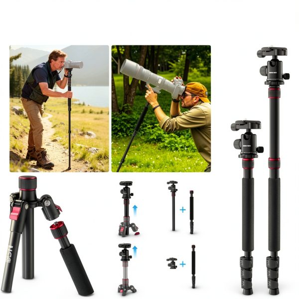 Neewer Basics TP15 Tripod Monopod Heavy Duty Aluminum Travel-5