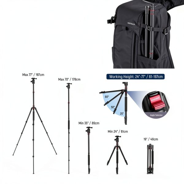 Neewer Aluminum Tripod Monopod 360 Ball Head Phone Holder-5