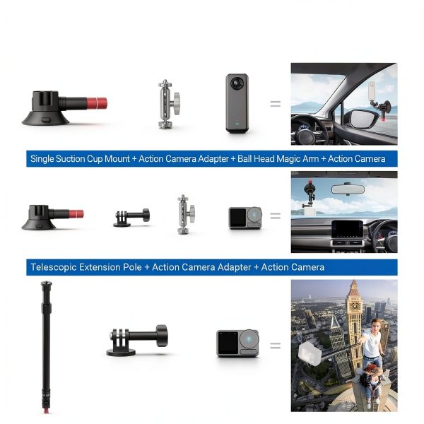 Neewer Triple Suction Cup Car Mount Kit Aluminum Alloy-2