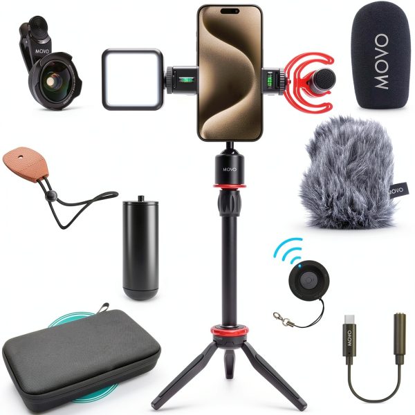 Movo iVlog1 Smartphone Video Kit with Microphone and LED-0