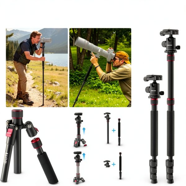Neewer Basics Aluminum Tripod Monopod 360 Ball Head Phone-5