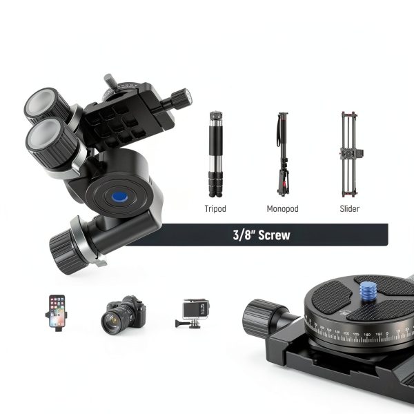 Neewer 3 Way Geared Tripod Head Aluminum Alloy Camera-7