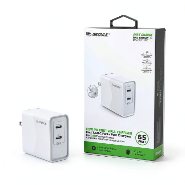 Esoulk 65W Dual USB-C Wall Charger Fast Compact-8