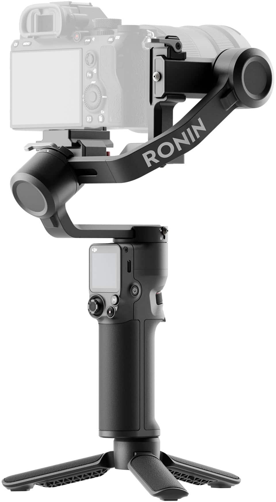 DJI RS 3 Mini stabilizer in hand with mirrorless camera attached