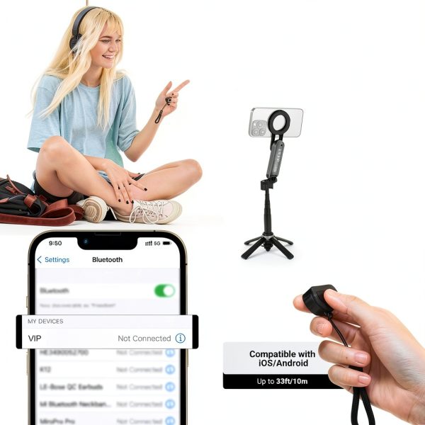 Neewer BASICS Magnetic Selfie Stick Tripod Portable Remote-6