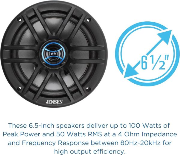 Jensen JS62 6.5 Inch 2 Way Car Speakers 100W Each-2