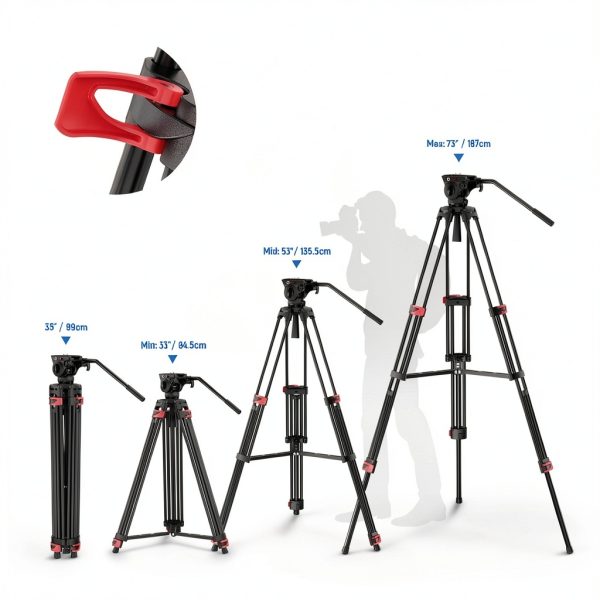 Neewer Metal Video Tripod Fluid Head Stable 17.6lb Load-1