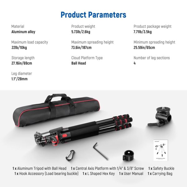 Neewer 73.6 Inch Horizontal Tripod Heavy Duty Aluminum-8
