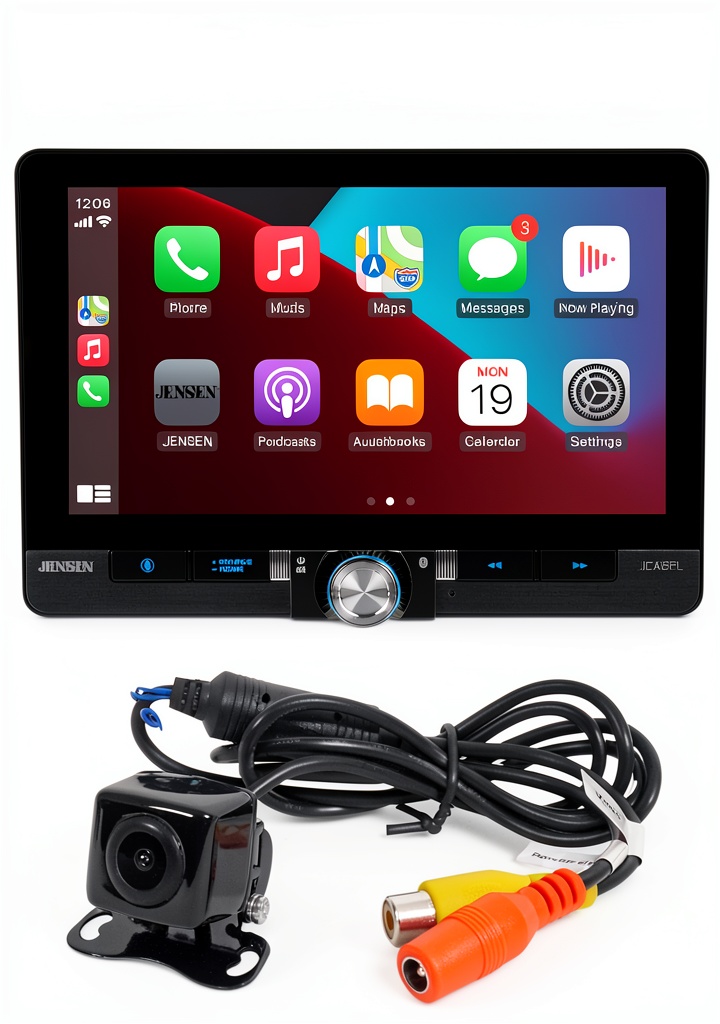 Jensen J1CA8FL car stereo installed in a vehicle dashboard