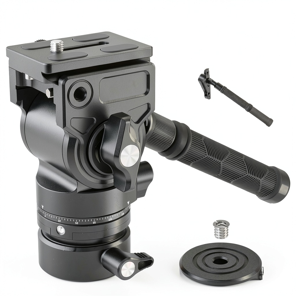 Neewer GM35 tripod head mounted on a tripod with camera