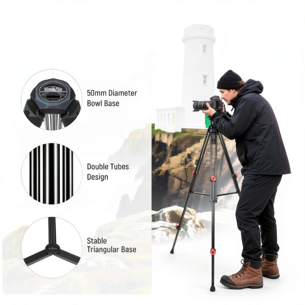 Neewer Video Tripod Fluid Head Aluminum DSLR Camera Stand-5