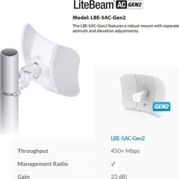Ubiquiti LiteBeam AC Gen2 CPE with Management Radio-5