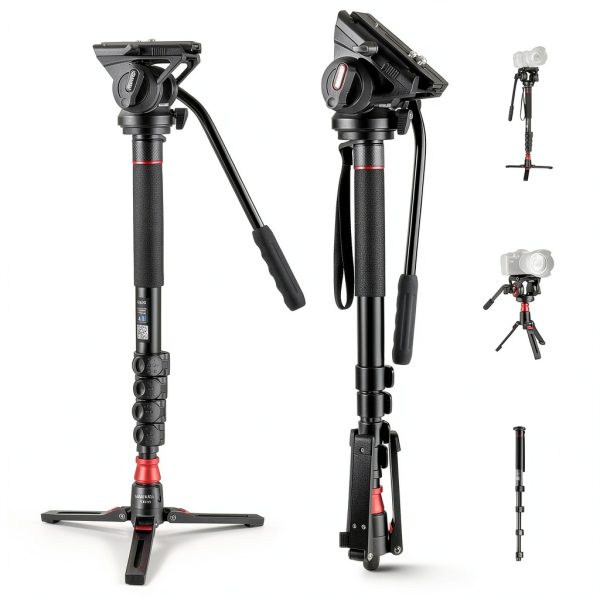 Neewer Camera Monopod with Feet Aluminum Telescopic Fluid-0
