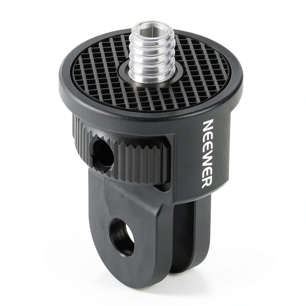 'Neewer Action Camera Mount Adapter attached to a GoPro camera on a helmet'
