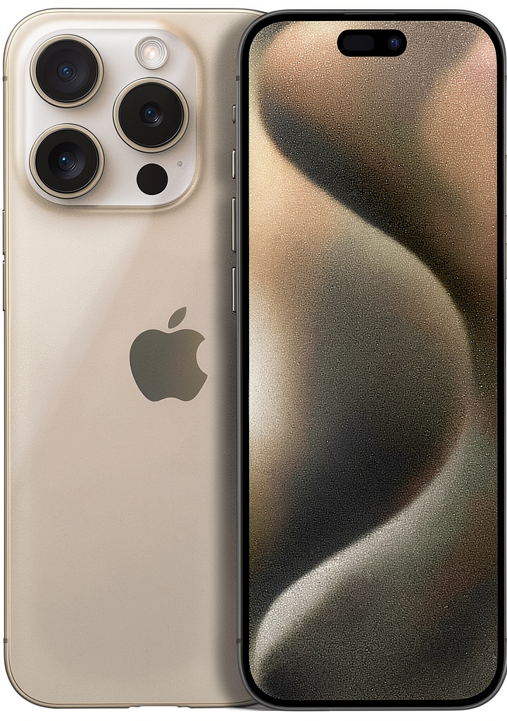 Apple iPhone 15 Pro Max displaying its Super Retina XDR screen in a home setting